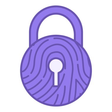 Renkli Güvenlik Simgesi. Vektör İllüstrasyonu. Asma kilit ve parmak izi. Siber güvenlik ve mahremiyet. Çevrimiçi Veri Koruması Hacklemeden, Şifre. Kavram Koruması