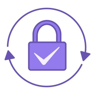 Renkli Kilitli Simge. Vektör İllüstrasyonu. Asma kilit. Erişim sınırlandırıldı ya da tamamen kapatıldı. Veri Güvenliği ve Koruma Danışmanlığı