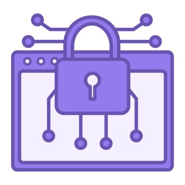 Renkli Şifreleme Simgesi. Vektör İllüstrasyonu. Asma kilit ve uygulama. Yetkisiz Erişimi önlemek için Şifreleme Bilgisi İşlemi. Parola ve Veri Güvenliği Konsepti