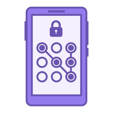 Renkli Parola Simgesi Rengi. Vektör İllüstrasyonu. Cep telefonu, asma kilit ve gizli kod. Telefonun kilidini açmak için kod. Parola ve Veri Güvenliği Konsepti