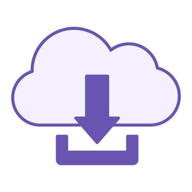 Renkli Bulut indirme simgesi. Vektör İllüstrasyonu. Bulut ve İndirme oku. Veri transferi, Bulut Depolama ve Bulut Hesaplama. Konsepti İndir