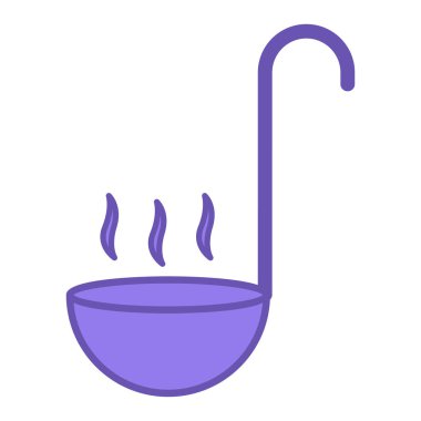 Renkli Ladle Simgesi. Vektör İllüstrasyonu. Sıvı Tabaklar İçin Uzun Saplı Büyük Kaşık. Aşçılık Konsepti