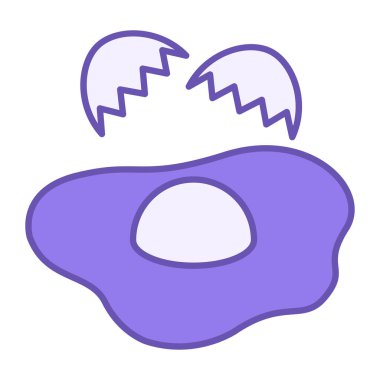 Renkli Yumurta Simgesi. Vektör İllüstrasyonu. Tereyağlı Tavada Pişmiş Kırık Yumurta. Çırpılmış yumurta. Aşçılık Konsepti