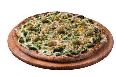 Beyaz arka planda lezzetli Napolitano pizzası