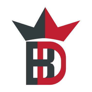  Lüks BD harfleri logo tasarımı. BD logo Crown logo şablon vektör simgesi tasarımı