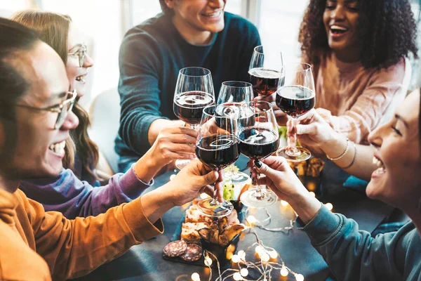 Millennial People Enjoying Dinner Party Together Life Style Concept Guys — Stock Photo, Image