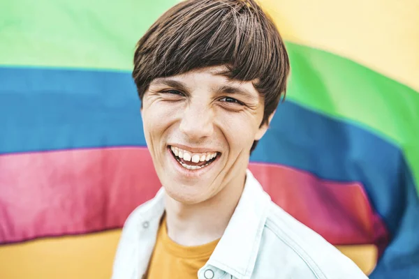Lgbt Pride Concept Cheerful Homosexual Guy Laughing — Stock Photo, Image