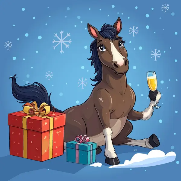 Mutlu atlı Noel kartı.