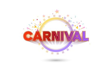 Karnaval metin logosu tasarımı. Renkli, eğlenceli, festival konsepti için poster.