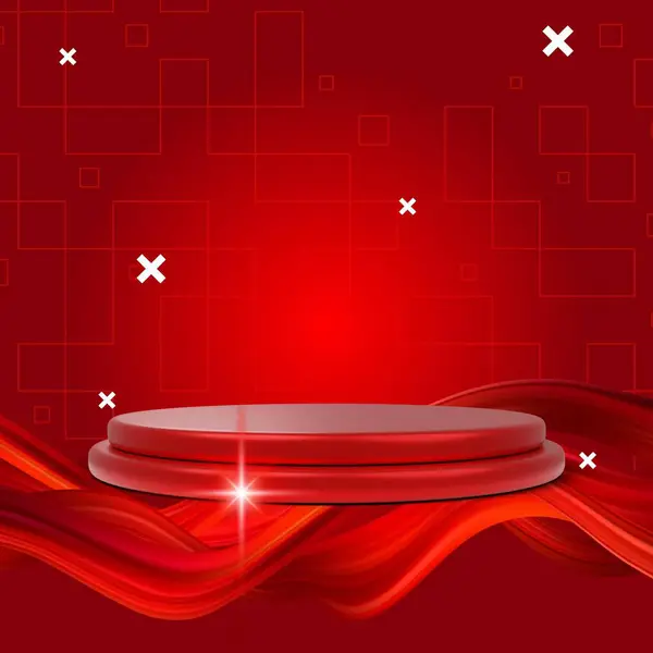 Abstract round podium on red background. Award ceremony concept. Vector illustration