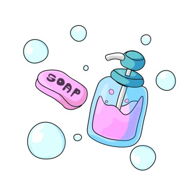 Bir şişe sabun ve köpük.