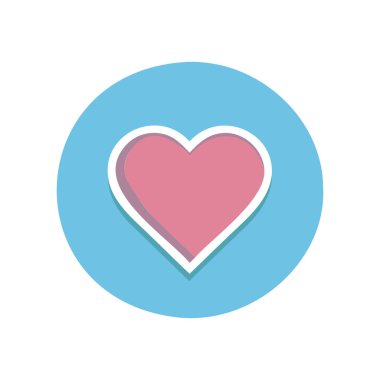 Mavi çemberdeki kalp ikonu. Aşk sembolü. Sevgililer Günü vektör illüstrasyonu.