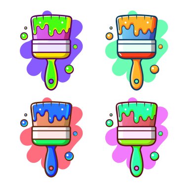 Boya fırçaları hazır. Tasarımınız için renkli vektör çizimi.