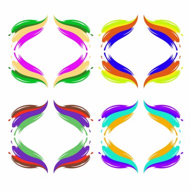 Soyut biçimde fırça darbelerinin vektör kümesi. Beyaz grupta izole edilmiş.