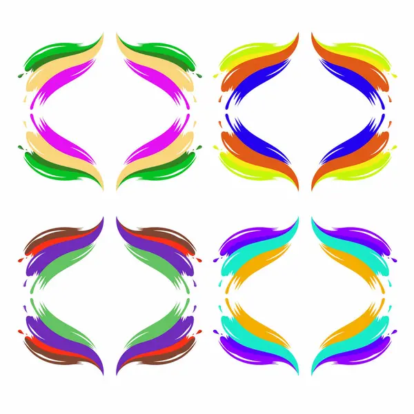 Soyut biçimde fırça darbelerinin vektör kümesi. Beyaz grupta izole edilmiş.