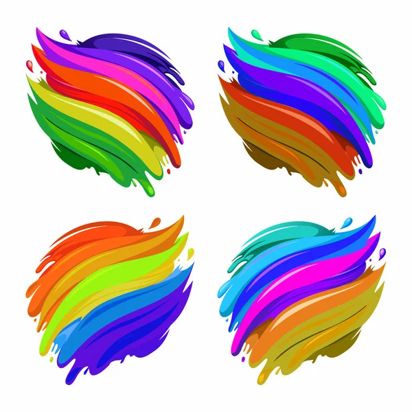 Beyaz arka planda renkli boya lekeleri var. Vektör illüstrasyonu.