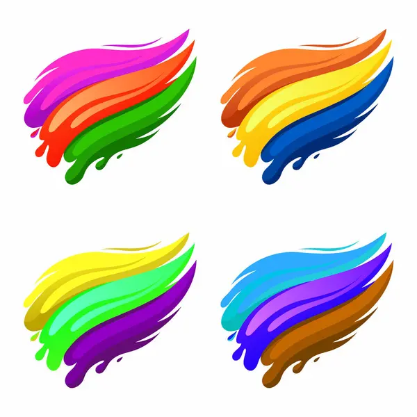 Beyaz arka planda renkli boya lekeleri var. Vektör illüstrasyonu.