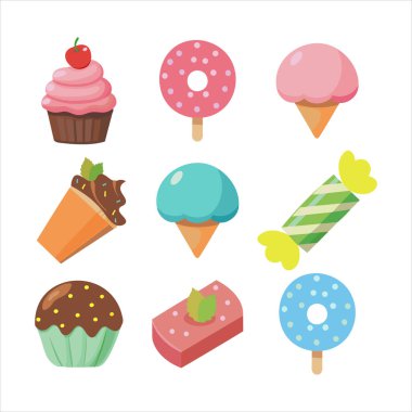 Farklı tatlılar ve tatlılar.