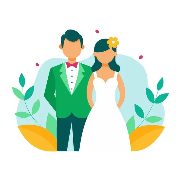Bryllupsfeiring Illustrasjon Bruden Brudgommen – stockvektor