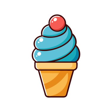 Blue Soft Serve Dondurma Konisi İllüstrasyonu