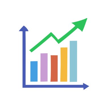 Yükselen Trend Oku ile Renkli Çubuk Grafiği