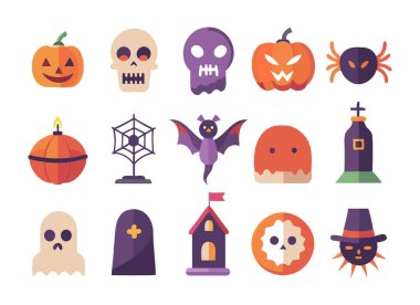 Ürkütücü Cadılar Bayramı Simgesi Seti