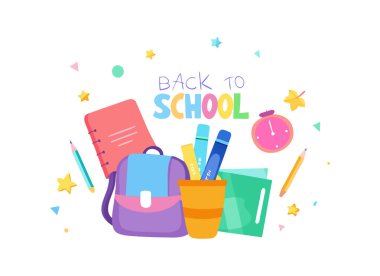 Renkli Okul Malzemeleri Çizimine Dönüş