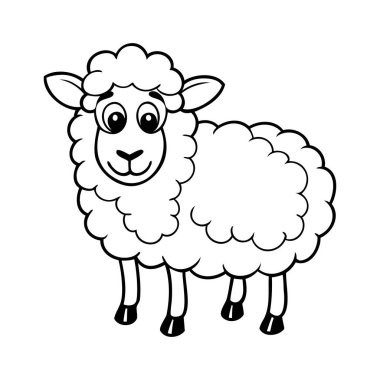 Cartoon Sheep Illustration for Kids' Coloring Books and Farm Animal Designs clipart