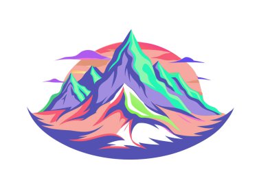 Canlı Dağ Manzarası Görünümü Renkli Tepeler ve Huzurlu Gün Batımı