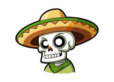 Ölü Tasarımlar Günü için Sombrero İllüstrasyonlu Şenlikli Çizgi Film İskeleti