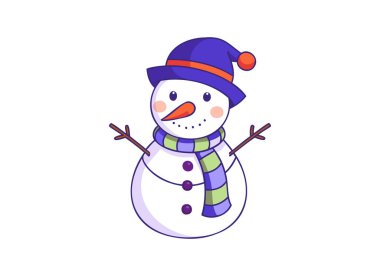 Kış Tatilleri İçin Atkı ve Şapkalı Büyüleyici Kardan Adam Çizimi