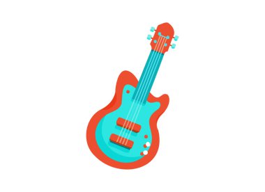 Canlı Elektro Gitar İllüstrasyonu - Renkli Müzik Sanatı Tasarımı