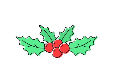 Festive Holly Leaves with Berries Illustration  Christmas Holiday Decor clipart