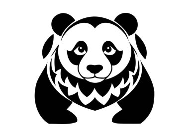 Biçimlendirilmiş Panda Çizimi - Siyah ve Beyaz Vektör Sanatı