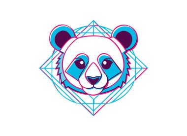 Geometrik Panda Çizimi: Renkli Vektör Sanat Tasarımı