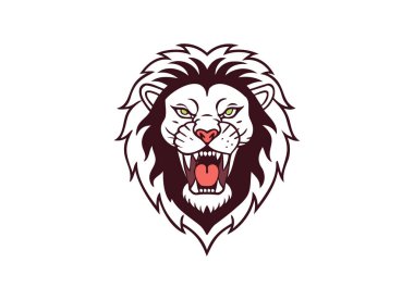 Vahşi Aslan Başı Çizimi - Aslan Kükremesinin Vektör Sanatı