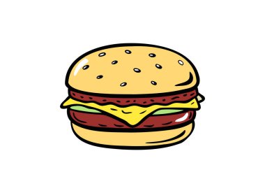 Lezzetli Çizburger Çizgi Film Çizimi - Canlı Yemek Sanatı