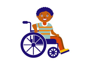 Tekerlekli sandalyedeki Gülümseyen Çocuk İllüstrasyonu - Bireysellik ve Çeşitlilik Konsepti