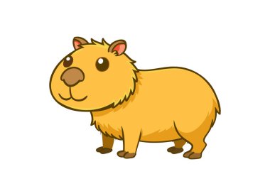 Çizgi film Capybara İllüstrasyonu - Beyaz Arkaplanda Sevimli Hayvan Çizimi