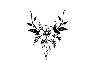 Black and White Floral Illustration - Elegant Botanical Design clipart