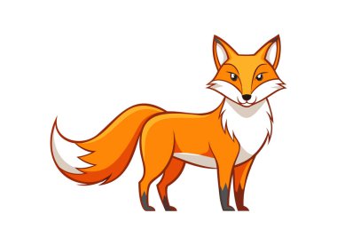 Beyaz Arkaplan ile Canlı Turuncu Tilki 'nin Vektör İllüstrasyonu
