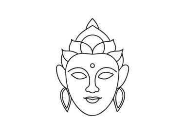 Zarif Buddha Yüz Çizgisi Sanat İllüstrasyonu Minimalist Kutsal Tasarım