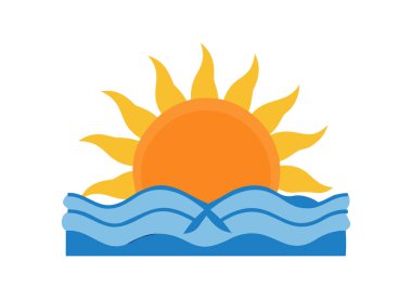 Renkli Güneş ve Dalgalar Clipart İllüstrasyonu