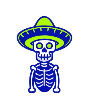 Colorful Skeleton with Sombrero Illustration  Festive Mexican Art clipart