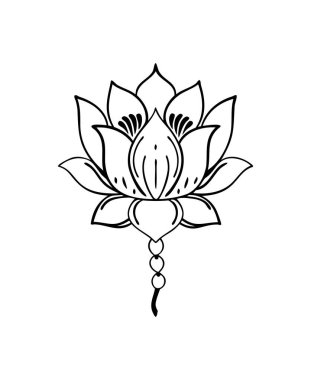 Dövme ve Tasarım İlham İçin Zarif Lotus Çiçeği Çizimi