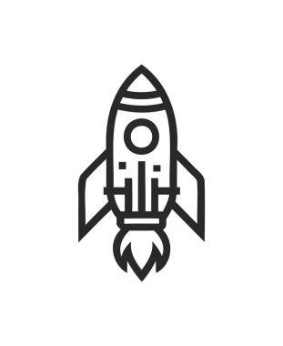 Basit Roket Simgesi - Minimalist Çizgi Sanatı İllüstrasyonu