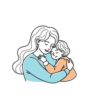 Yürek ısıtan Anne ve Çocuk Kucaklaşma Aile Aşkı Clipart