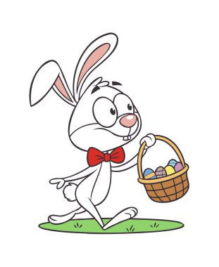 Renkli Yumurta İllüstrasyonlu Neşeli Paskalya Tavşanı