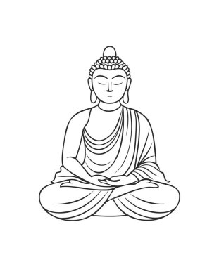 Minimalist Buda Çizgisi Sanatı - Meditasyon Poz İllüstrasyonu