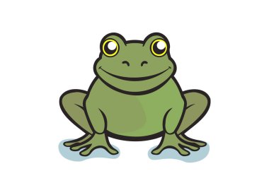 Gülümseyen Kurbağa Çizgi Filmi - Şirin Yeşil Kurbağa Clipart